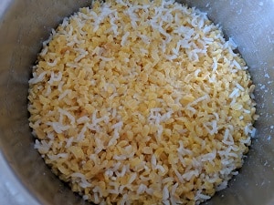 Cooked Rice and Yellow Moong Dal