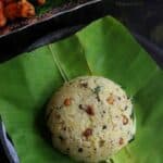 Ven Pongal Served on a banana leaf