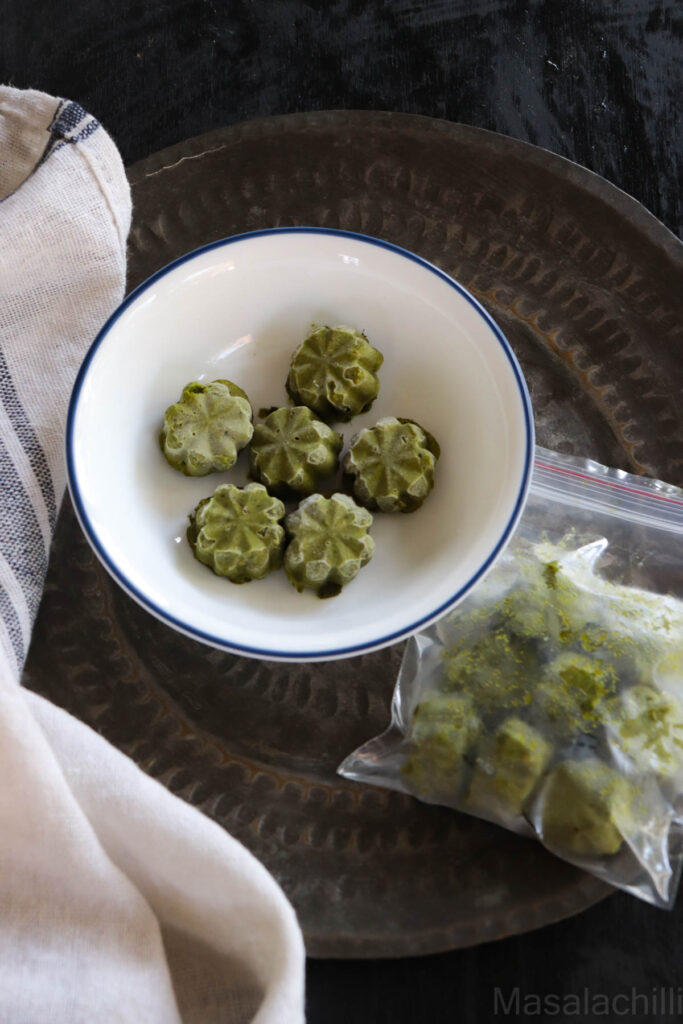 Basil Pesto frozen into small cubes
