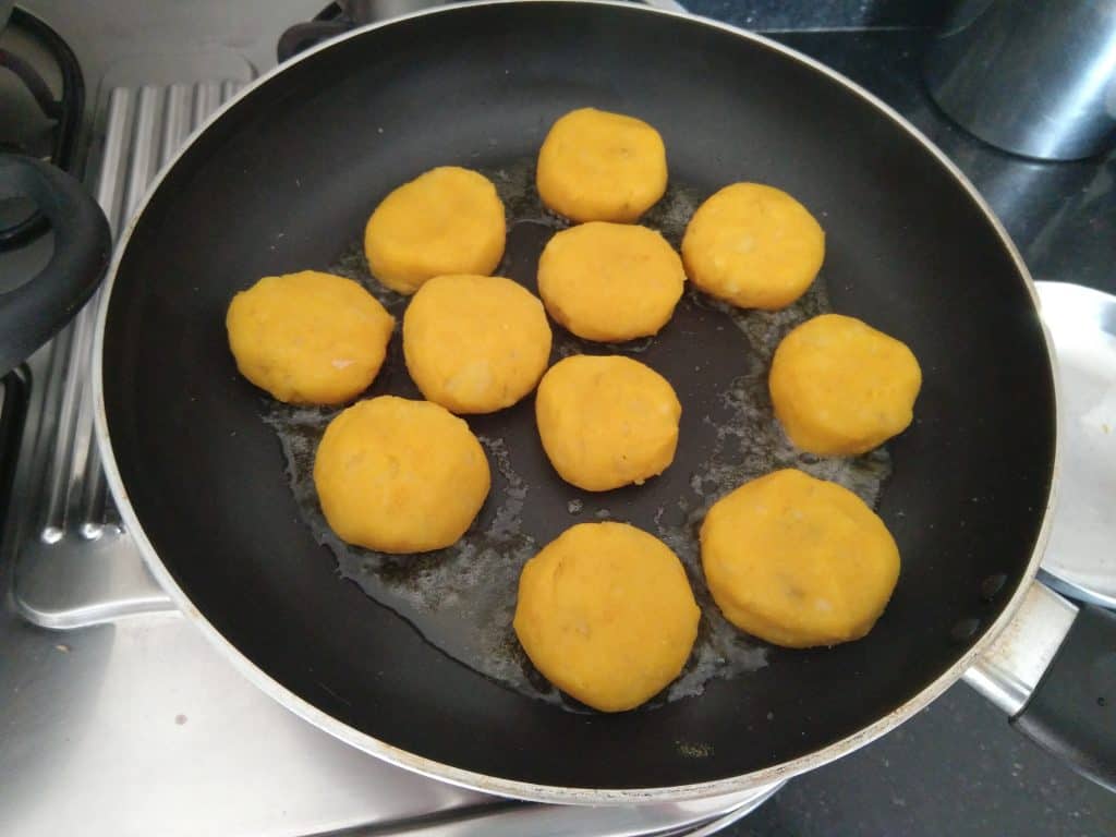 Pattice cooking on hot griddle