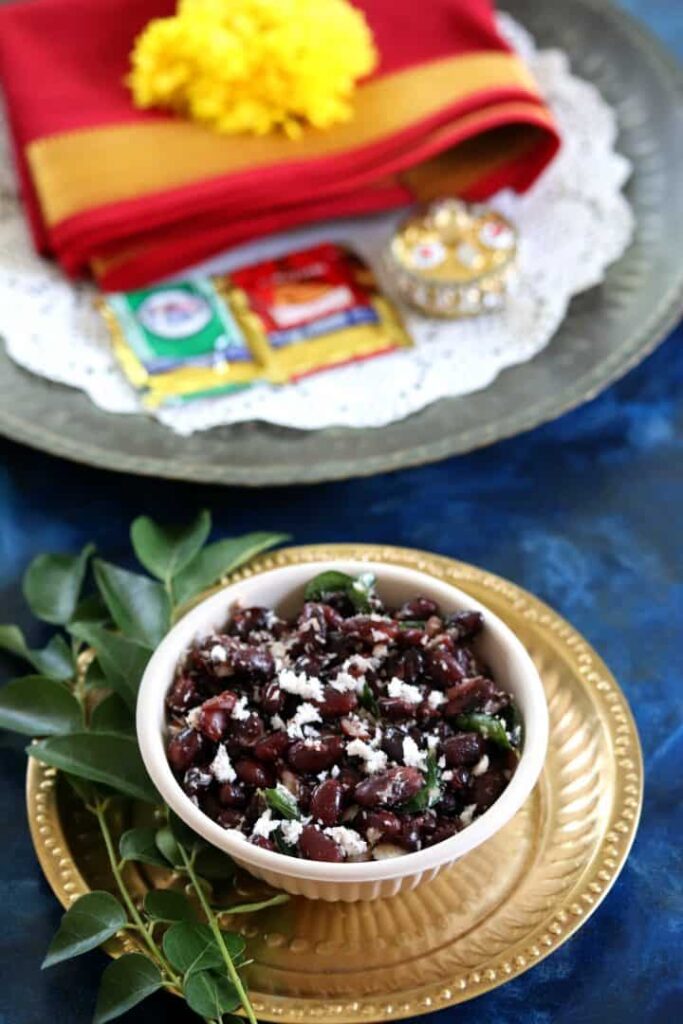 Rajma sundal or Pavala Moochai Sundal