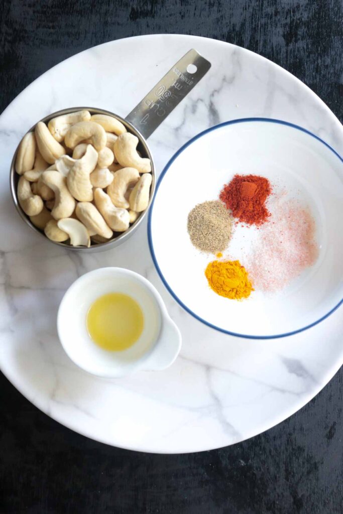 Ingredients for Indian Style Roasted Masala Cashew Nuts