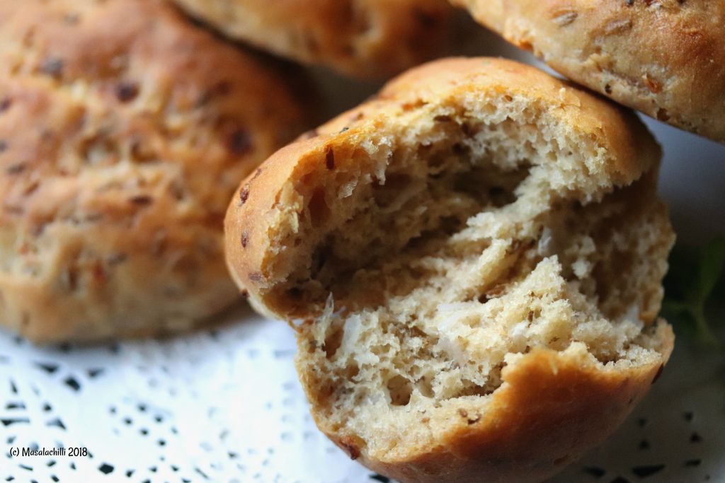 Whole Wheat Cumin and Onion Buns