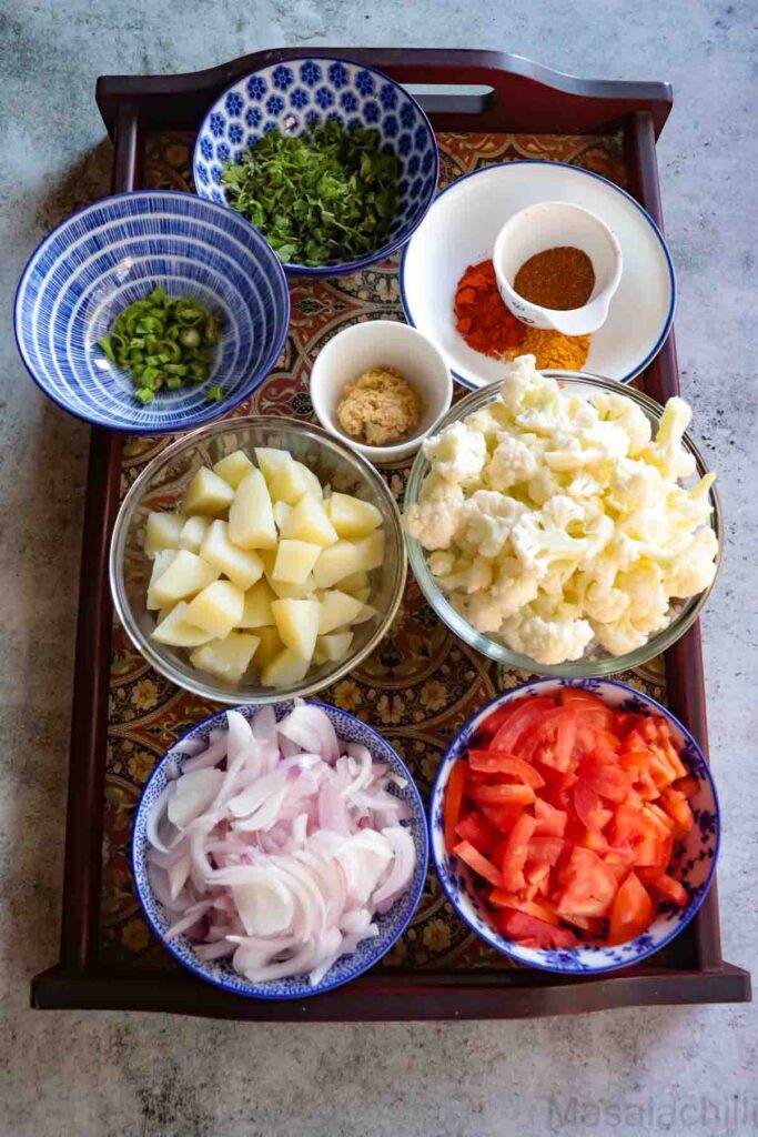 Ingredients for making Aloo gobi