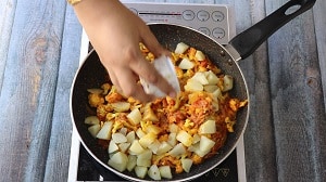 adding garam masala powder
