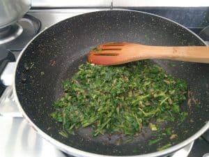 sauteed methi leaves for ambat goad varan recipe