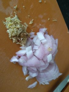 Grated ginger and chopped Onions