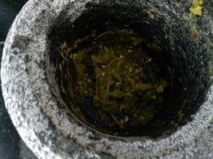 Coarsely pounded green chillies