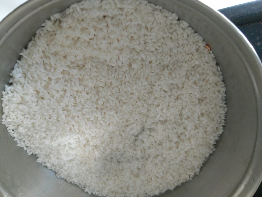 Soaked and Drained ambe mohar rice