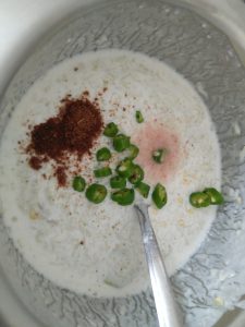 Roasted Jeera Powder, Green chillies and salt