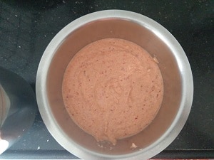 Batter emptied in a vessel