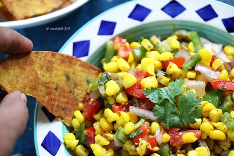 Corn Salad with crackers for 4pm snack