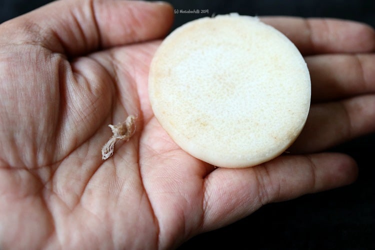 Banana Stem Slice with the fibre completely removed.