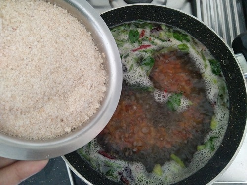 Adding the Coarsely ground brown rice