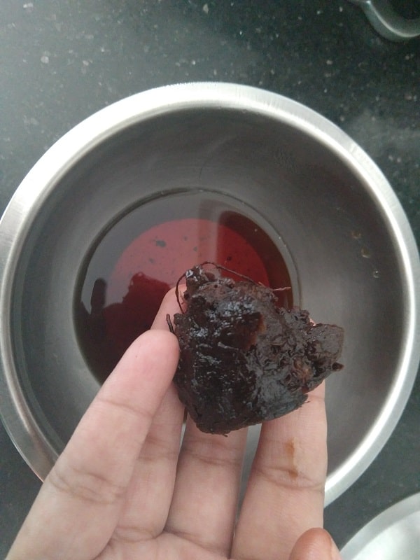 Soaking of the tamarind for Milagu Kuzhambu