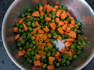 Pressure cook with Salt and Turmeric