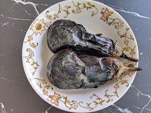 roasted and charred eggplant