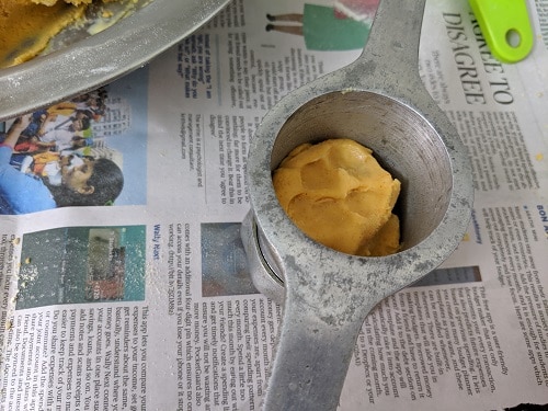 ribbon pakoda Dough is ready for hot oil