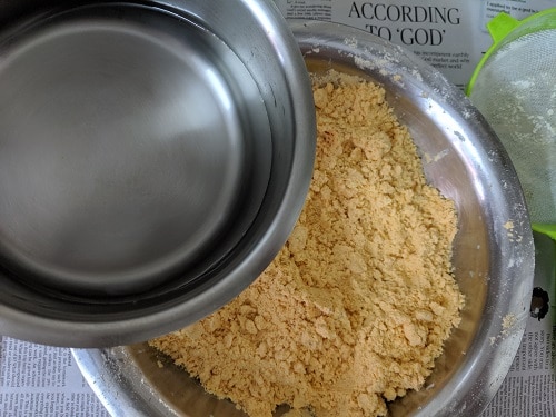 Adding water to make dough