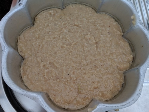 Eggless Coconut cake ready to bake in the oven