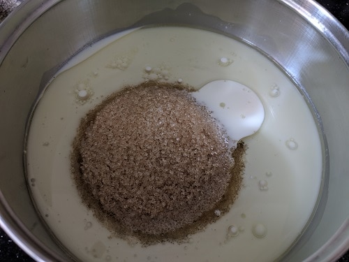 Wet Ingredients for the Eggless Coconut Cake