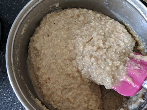 Mixing the cake batter
