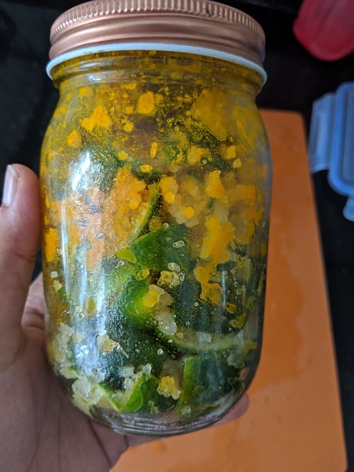 Salt and Turmeric for preserving pickle