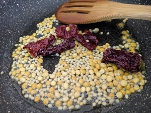 Lentils and whole red chillies