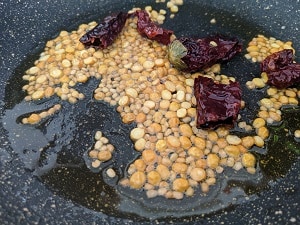 Lentils and whole red chillies