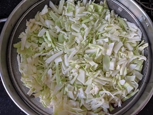 Chopped and washed cabbage