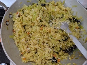 Cabbage Poriyal is ready to serve with chapati and sambar rice