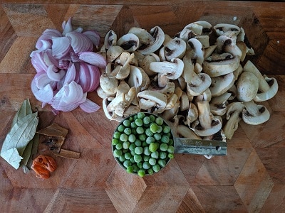Ingredients for Mushroom Rice