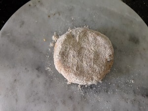 Dough ball dusted ready to be rolled