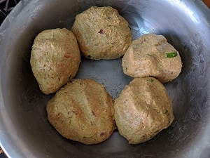 Ragi Rotti Dough balls resting