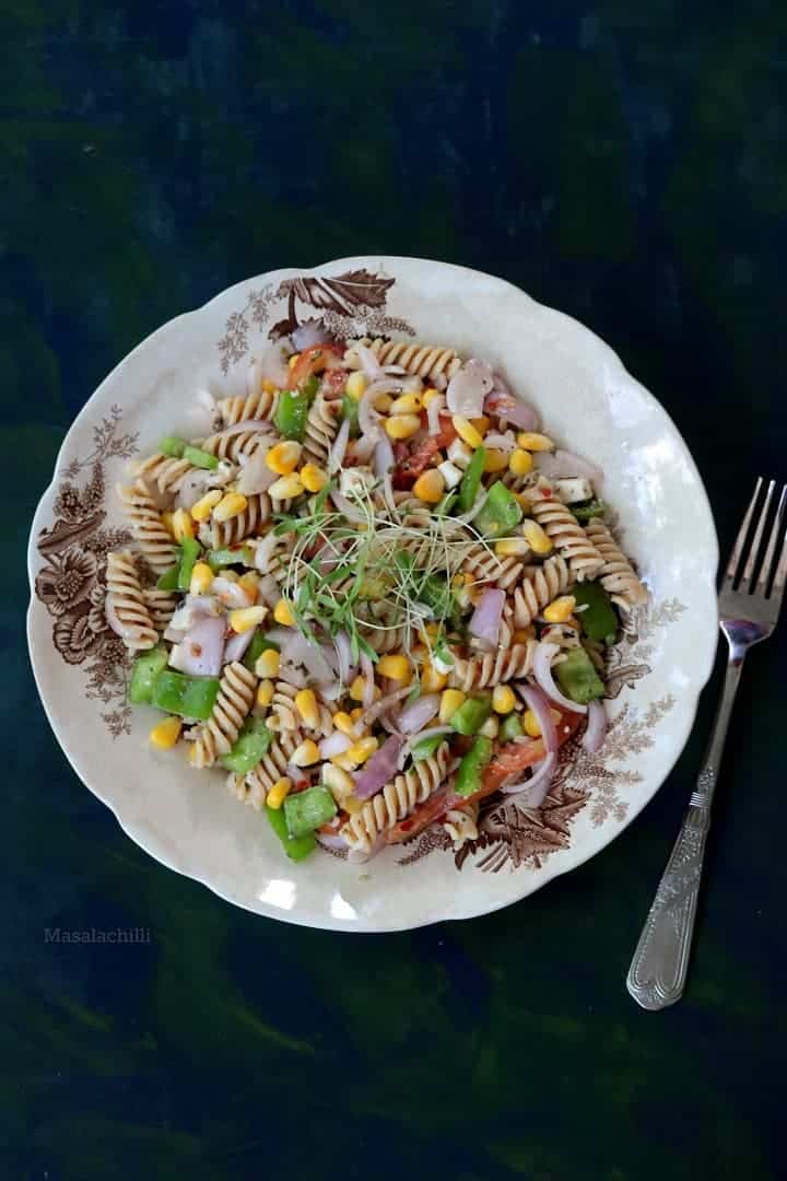 Fresh Vegetarian Pasta Salad Recipe – Masalachilli