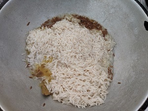 Soaked basmati rice with spices