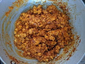 Paneer added to the onion tomato mix