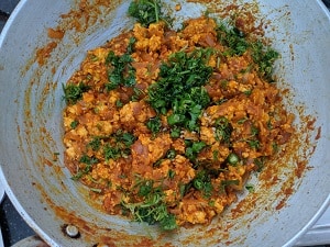 Paneer Bhurji is ready to serve garnished with coriander and chillies