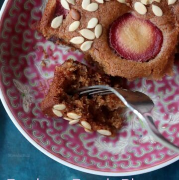 Eggless Fresh Plum Cake Whole Wheat