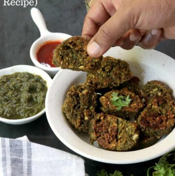 Kothimbir Vadi Served with ketchup and chutney