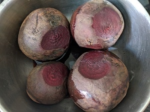 Beets ready to be pessure cooked