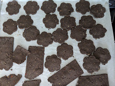Freshly baked buckwheat crackers ready from the hot oven