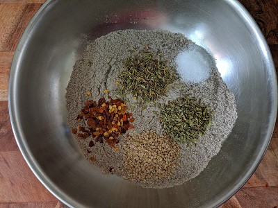 Add the herbs, sesame seeds and salt to taste