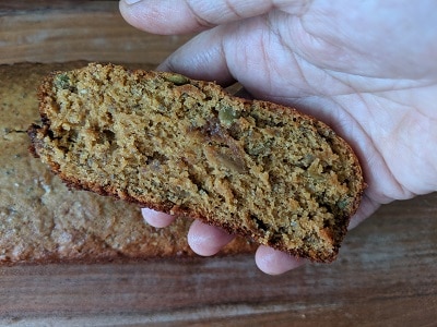 A slice of Vegan banana bread