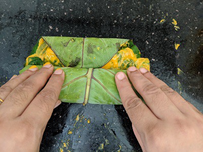 fold the leaves gently into a log
