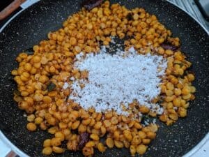 freshly grated coconut added to the sundal
