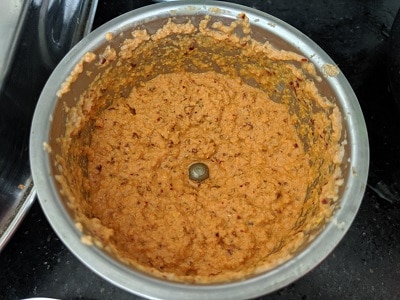 Thick coconut gravy for the kootu is ready