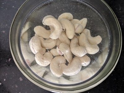 Cashews soaked in hot water