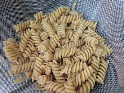 Whole Wheat fusilli pasta cooked and drained