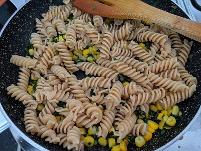 pasta added with vegetables